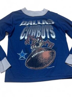 RARE 1994 Dallas Cowboys Taz Looney Tunes Vintage Shirt Kids Youth 90s NFL